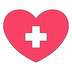 Simple Flat Design Heart with Cross Symbol Healthcare Medical Icon