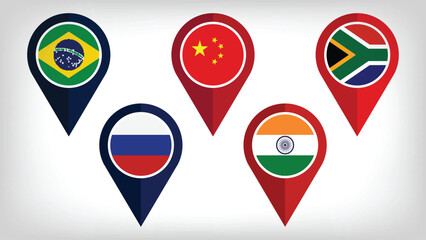 Illustration Vector Featuring Russia, Brazil, India, Brazil and South Africa Identities