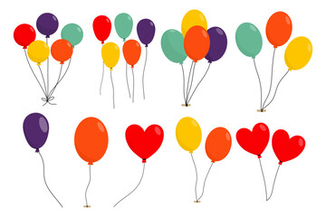 Balloon Clipart Set with Colorful Party Decorations