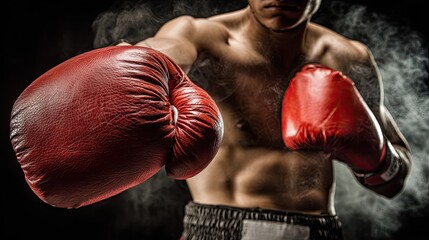 Close-up of a boxer's powerful punch.