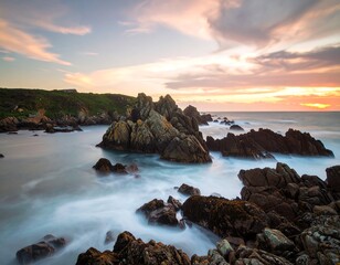 Coastal rocks at sunset