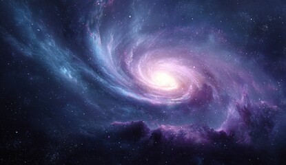 Fototapeta premium Spiral galaxy swirls through deep space, vibrant colors