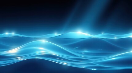 Fototapeta premium Glowing Blue Water Waves Abstract.