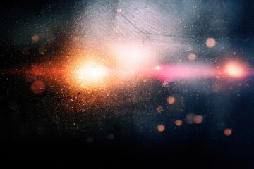 retro film light leak overlay effect with scratch dust and light leaks, retro grain noisy film distressed texture light leak flare on black background