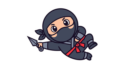 Cute Ninja Character in Action Pose.