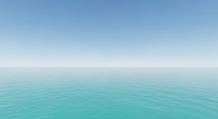 Obraz premium Tranquil turquoise ocean meeting a soft blue sky at the horizon