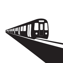 Subway Train Vector Illustration In Black And White Minimalist Design Concept