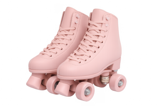Pink roller skates isolated on transparent background - Powered by Adobe