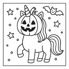 Bold & Easy Cute Halloween  Coloring Pages, Line Art, Vector Illustration, Black and White, Halloween, Coloring Pages, Coloring Book, 8.5x8.5