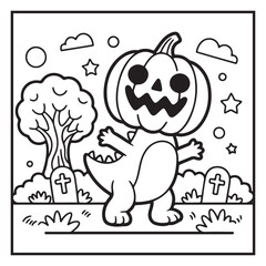 Bold & Easy Cute Halloween  Coloring Pages, Line Art, Vector Illustration, Black and White, Halloween, Coloring Pages, Coloring Book, 8.5x8.5