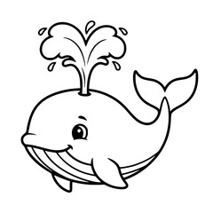 Obraz premium Whale Splashing Water Outline 