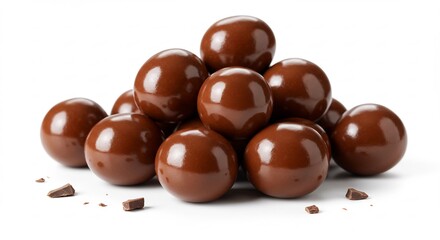 光沢輝く丸いチョコレート玉 甘い誘惑 濃厚な風味. AI Generated
