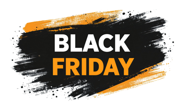Bold Black Friday text design promotional sale banner shopping discount advertising marketing graphic retail offer isolated on white background

