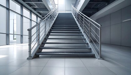Modern staircase in bright office building interior