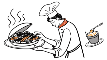 illustration of a chef cooking