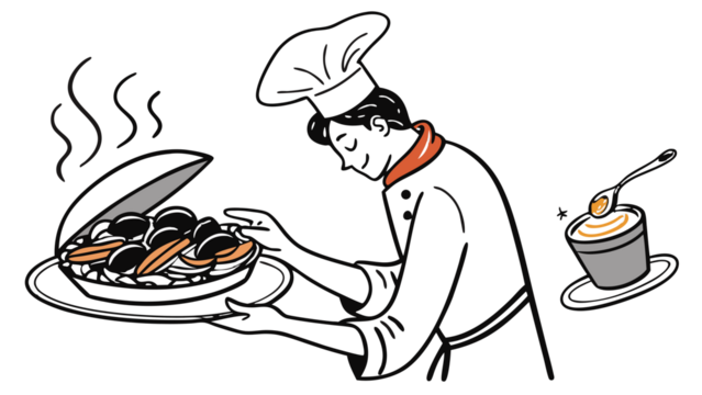 illustration of a chef cooking