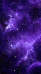 Obraz premium A stunning, vertical view of a purple and blue nebula with scattered stars, exhibiting a sense of depth, cosmic beauty, and ethereal energy