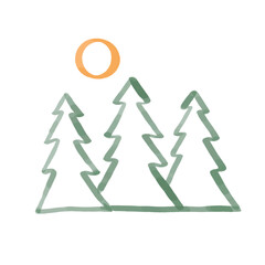 Simply three tree nature hand drawing art for t shirt sticker outdoor use