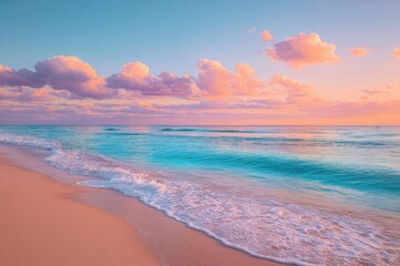 Obraz premium Pastel sunrise over a tropical beach