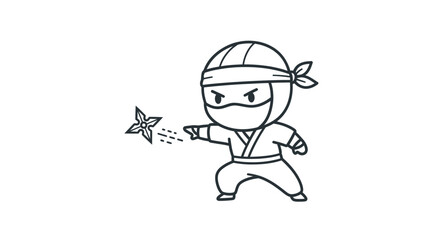 Fototapeta premium Adorable Cartoon Ninja Throwing a Shuriken.