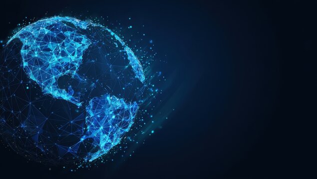 Digital representation of the Earth, glowing network