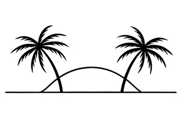 Sunset horizon with palm trees silhouette vector