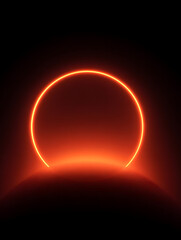 Stunning View of a Total Solar Eclipse with a Bright Orange Corona - Celestial Event