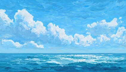 Impressionistic seascape of a vast ocean and sky
