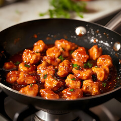Cooking Crispy and Delicious Orange Chicken in a Sweet and Tangy Sauce in a Pan