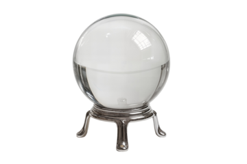 Crystal ball on stand divination sphere fortune telling magic ball shiny on transparent background