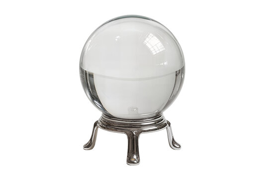 Crystal ball on stand divination sphere fortune telling magic ball shiny on transparent background