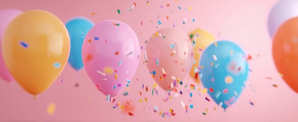 The Colorful Balloons with Confetti Creating a Festive Atmosphere