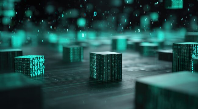 Abstract digital cubes with binary code (1)