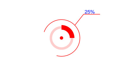 A dynamic circle loading illustration, is loading from 1 to 25 and on a black background .	