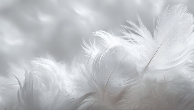 Soft white feathers close-up - Powered by Adobe