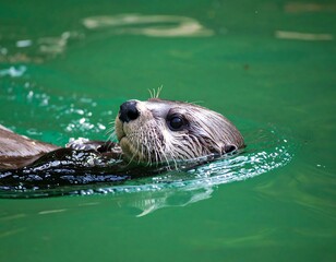 Close-up of an otter swimming (1)