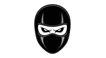 Fierce Black Ninja Mask with Intense White Eyes.