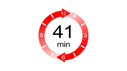 A dynamic 41 minute arrow clock icon illustration. arrow clock 41 minute digital icon illustration. black background 4k illustration.