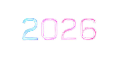 Glowing neon 2026 new year design on black background Futuristic 2026 date with vibrant pink and blue colors for banner, poster, or graphic design
