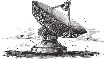 Obraz premium large satellite dish sketch drawing