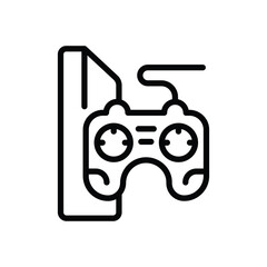A line drawing of a video game controller attached to a mobile phone. Editable stroke. Vector icon illustration