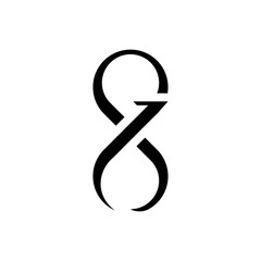 Minimalist monogram logo with number 8 and letter S in geometric style for modern branding and creative identity