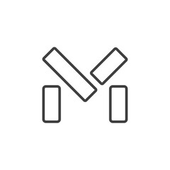 Abstract monogram logo with letter M in outline line style, minimalist black symbol for branding and design