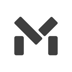 Bold monogram logo with letter M in solid black style, modern and minimalist branding symbol for identity