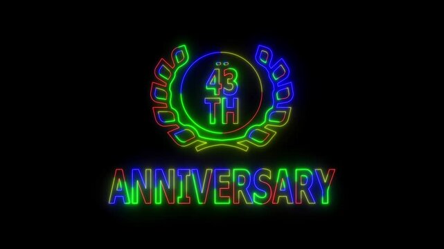 Happy 43th Anniversary Celebration on Transparent Background, Alpha Channel. Great for greetings, celebrations, events, and gifts.
