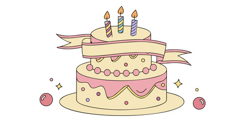 Hand drawn birthday icon illustration
