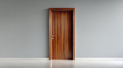 polished mahogany door with squared edges, frameless look, acoustic core under soft lighting.