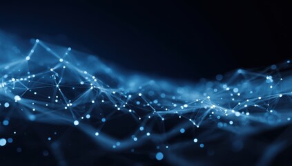 Abstract digital network of light blue points and lines