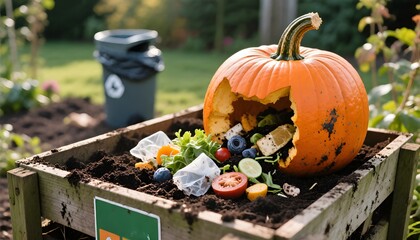 Implementing eco-tech solutions for responsible Halloween organic waste management, promoting an evergreen cycle of composting for a greener future