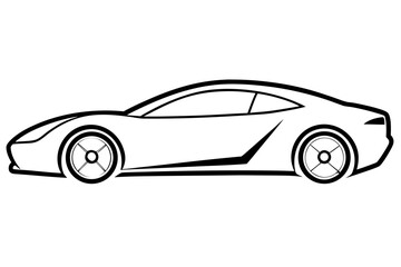 line art Sports car silhouette vector isolated